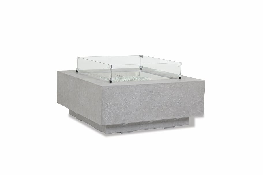 Sunset West Gravelstone Square Fire Table with Glass Surround