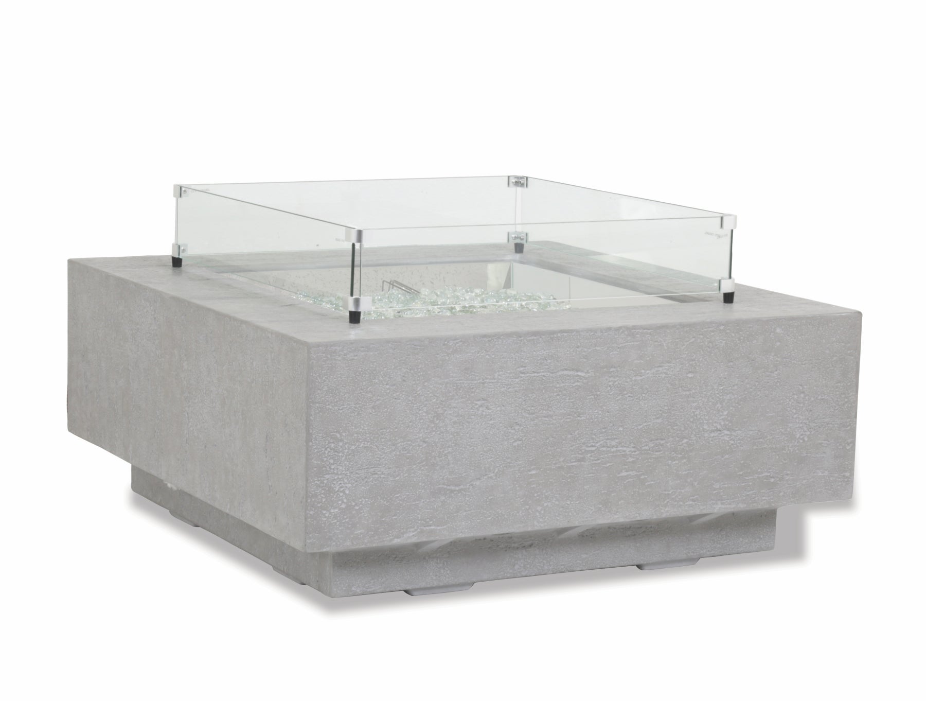 Sunset West Gravelstone Square Fire Table with Glass Surround