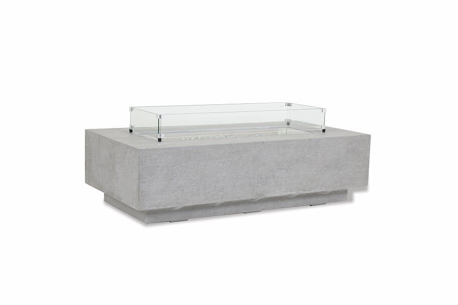 Sunset West Gravelstone Rectangular Fire Table with Glass Surround