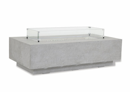 Sunset West Gravelstone Rectangular Fire Table with Glass Surround