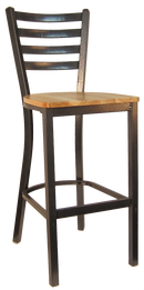 H&D Seating Ladder Back Silver Vein Finished Metal Barstool