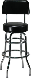 H&D Seating Double Ring Black Barstool with Back