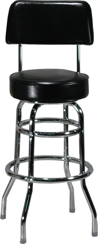 H&D Seating Double Ring Black Barstool with Back