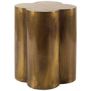 Mercana Quatrefoil 18L x 18W Gold Flower With Wooden Top Brass Cladding Accent Table