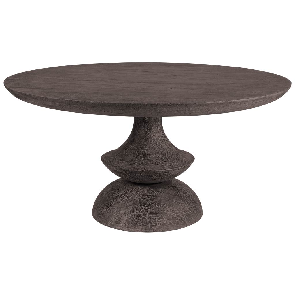 Mercana Crossman 60" Round Dark Brown/Gray Solid Wood Table Top and Base Dining Table