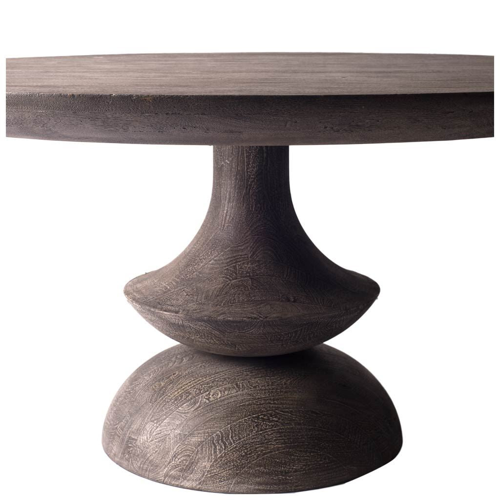 Mercana Crossman 60" Round Dark Brown/Gray Solid Wood Table Top and Base Dining Table
