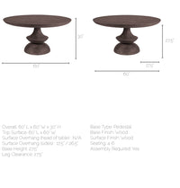 Mercana Crossman 60" Round Dark Brown/Gray Solid Wood Table Top and Base Dining Table