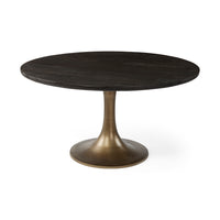 Mercana McLeod II 54 L x 54 W x 28.75 H Round Brown Solid Wood Top Gold Metal Base Dining Table