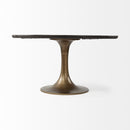 Mercana McLeod II 54 L x 54 W x 28.75 H Round Brown Solid Wood Top Gold Metal Base Dining Table