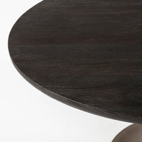 Mercana McLeod II 54 L x 54 W x 28.75 H Round Brown Solid Wood Top Gold Metal Base Dining Table