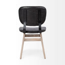 Mercana Haden I Black Faux-Leather Wrap Brown Solid Wood and Iron Base Dining Chair