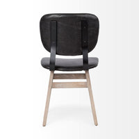 Mercana Haden I Black Faux-Leather Wrap Brown Solid Wood and Iron Base Dining Chair