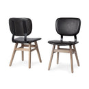 Mercana Haden I Black Faux-Leather Wrap Brown Solid Wood and Iron Base Dining Chair