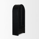 Mercana Gehry 72.3" H Dark Brown Metal Brown Wood and Glass Door Display Cabinet
