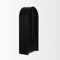 Mercana Gehry 72.3" H Dark Brown Metal Brown Wood and Glass Door Display Cabinet