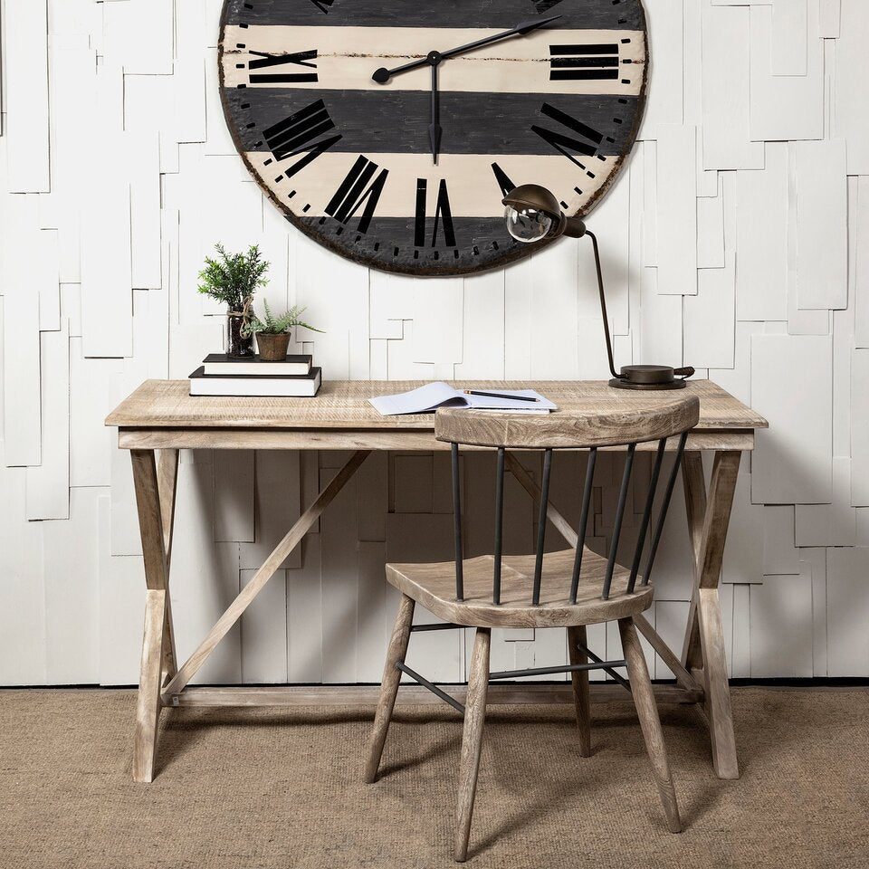 Mercana Tracy 54L x 28W Natural X Frame Wood Office Desk