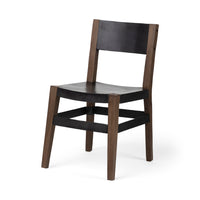Mercana Nell I Black Iron Seat Solid Brown Wooden Base Dining Chair