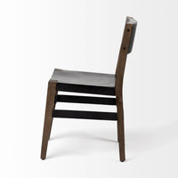Mercana Nell I Black Iron Seat Solid Brown Wooden Base Dining Chair