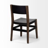 Mercana Nell I Black Iron Seat Solid Brown Wooden Base Dining Chair