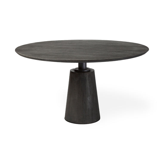 Mercana Maxwell 54" Brown Solid Wood Top Brown Metal/Wood Base Dining Table