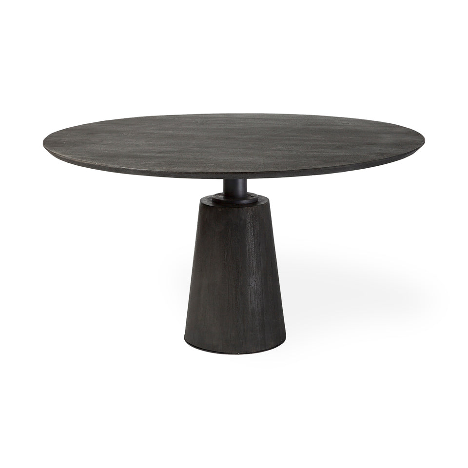 Mercana Maxwell 54" Brown Solid Wood Top Brown Metal/Wood Base Dining Table