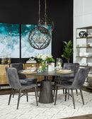 Mercana Maxwell 54" Brown Solid Wood Top Brown Metal/Wood Base Dining Table
