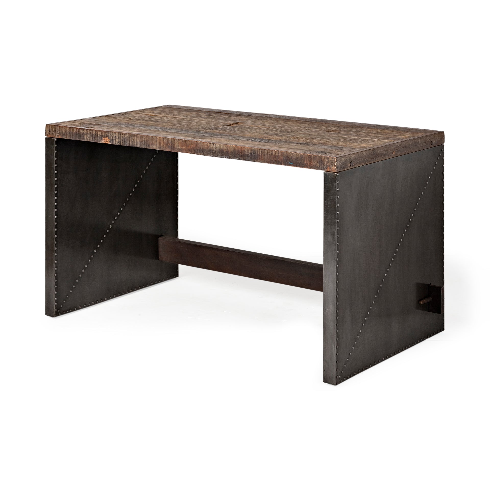 Mercana Orwell 52L x 28W Brown Wood Top Metal Cladded Frame Office Desk