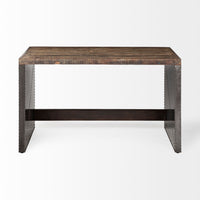 Mercana Orwell 52L x 28W Brown Wood Top Metal Cladded Frame Office Desk