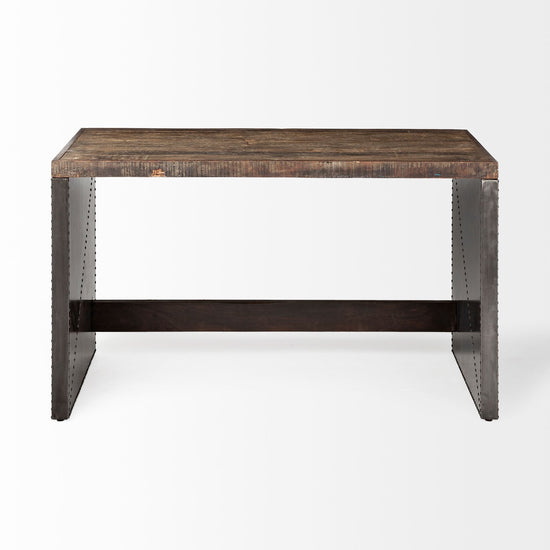 Mercana Orwell 52L x 28W Brown Wood Top Metal Cladded Frame Office Desk