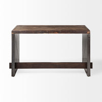 Mercana Orwell 52L x 28W Brown Wood Top Metal Cladded Frame Office Desk
