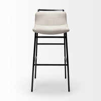 Mercana Kavalan 37.5" Total Height Beige Upholstered Seat Gray Metal Frame Bar Stool