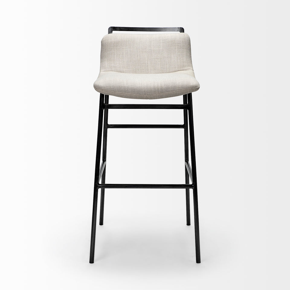Mercana Kavalan 37.5" Total Height Beige Upholstered Seat Gray Metal Frame Bar Stool