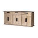 Mercana Braxton III Natural Brown Solid Wood 3 Drawer 6 Door Sideboard