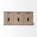 Mercana Braxton III Natural Brown Solid Wood 3 Drawer 6 Door Sideboard