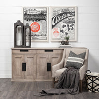 Mercana Braxton III Natural Brown Solid Wood 3 Drawer 6 Door Sideboard