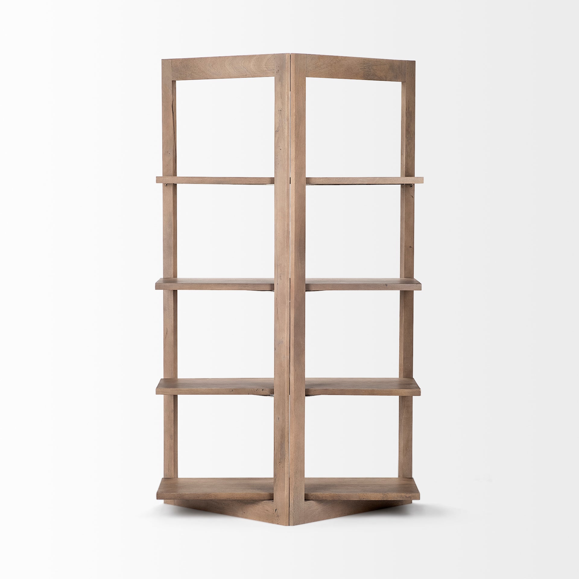 Mercana Turnbull I 42L x 16W x 72H Light Brown Wood Four Shelf Shelving Unit