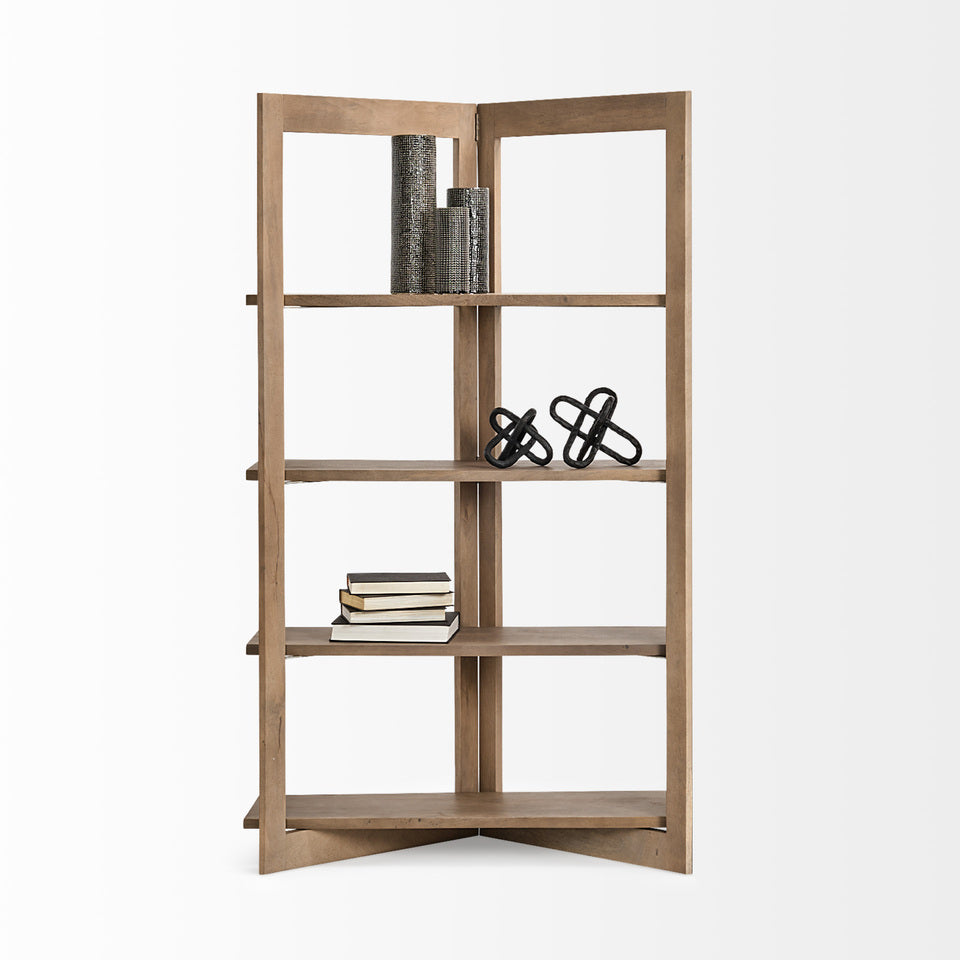 Mercana Turnbull I 42L x 16W x 72H Light Brown Wood Four Shelf Shelving Unit