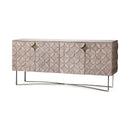 Mercana Excelsior I Solid Wood Gold Metal Base 4 Cabinet Door SideBoard