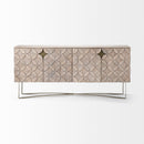 Mercana Excelsior I Solid Wood Gold Metal Base 4 Cabinet Door SideBoard
