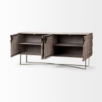 Mercana Excelsior I Solid Wood Gold Metal Base 4 Cabinet Door SideBoard