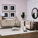 Mercana Excelsior I Solid Wood Gold Metal Base 4 Cabinet Door SideBoard
