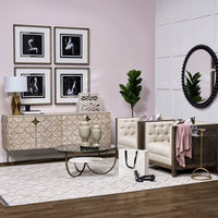 Mercana Excelsior I Solid Wood Gold Metal Base 4 Cabinet Door SideBoard