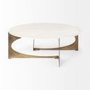 Mercana Reinhold 49" Round White Marble Top Gold Metal Base Coffee Table