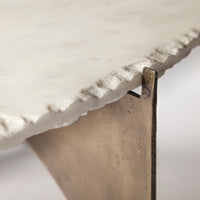 Mercana Reinhold 49" Round White Marble Top Gold Metal Base Coffee Table