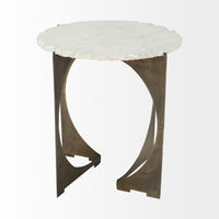 Mercana Reinhold II 21L x 21W x 21H Round Live-Edge Marble Top and Gold Metal Base Side/End Table