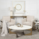 Mercana Reinhold II 21L x 21W x 21H Round Live-Edge Marble Top and Gold Metal Base Side/End Table