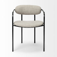 Mercana Parker I Beige Fabric Seat Gun Metal Gray Metal Frame Dining Chair