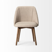 Mercana Ronald I Cream Fabric Wrap Brown Wooden Base Dining Chair