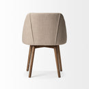 Mercana Ronald I Cream Fabric Wrap Brown Wooden Base Dining Chair