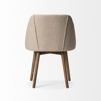 Mercana Ronald I Cream Fabric Wrap Brown Wooden Base Dining Chair